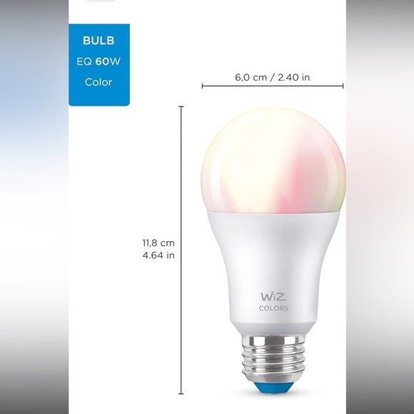 WiZ Connected 2-Pack Color 60W A19 Smart WiFi Light Bulb - Picture 3 of 9